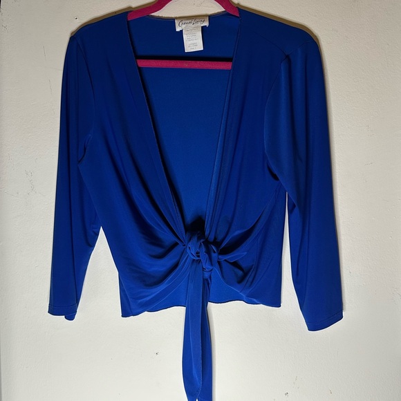 Women's Lightweight Royal Blue Front Tie Cardigan Size L - Picture 1 of 5